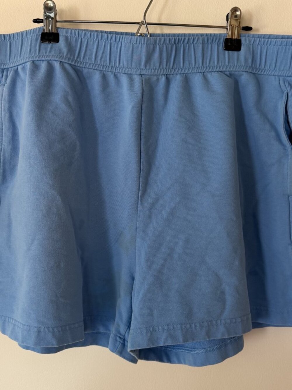 Zella Bright Blue French Terry Mostly Cotton Pull-On Shorts, Size XL